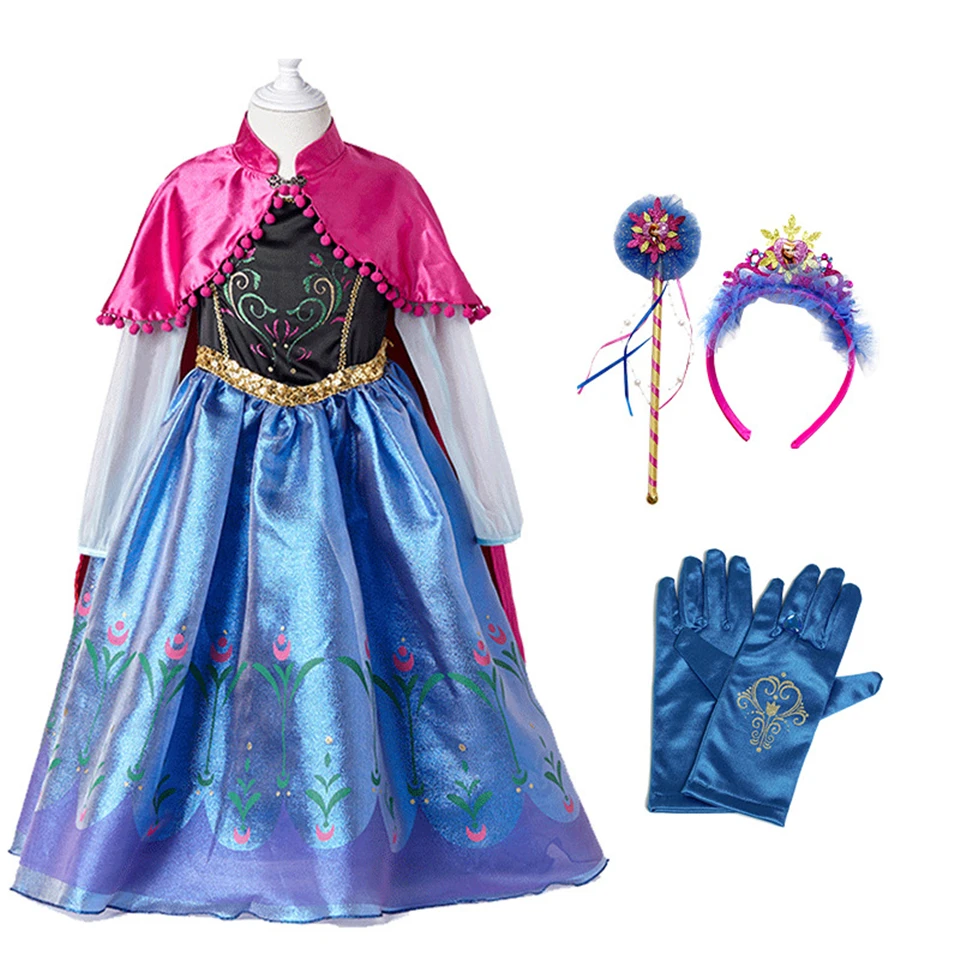 Рождественская фантазия платье Анны и Эльзы для девочек костюм принцессы