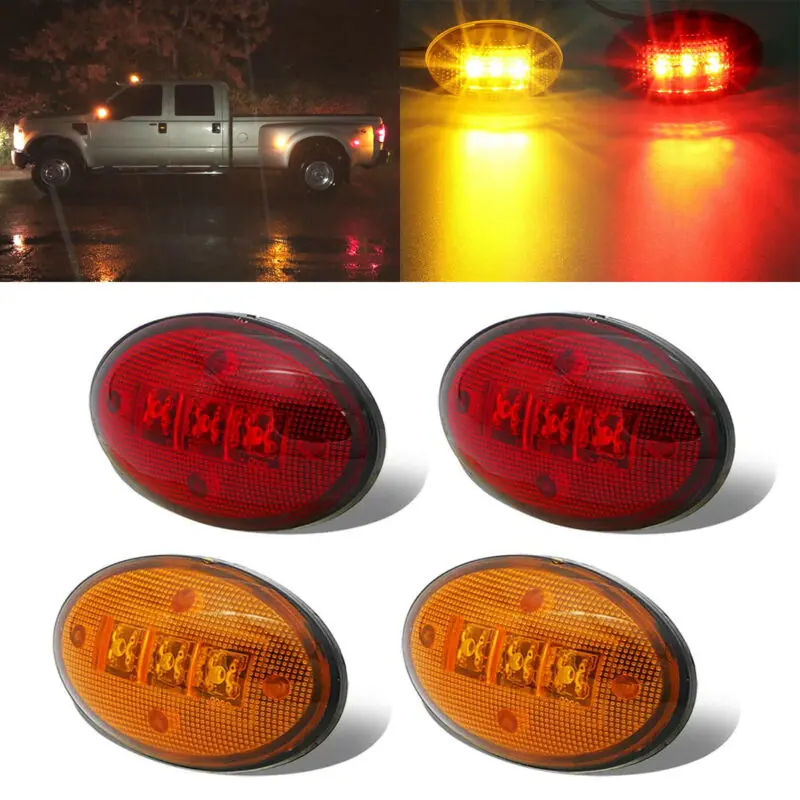 

Dustproof Fender Shockproof Marker T10 Plugs 12V DC Amber&Red 4pcs Side