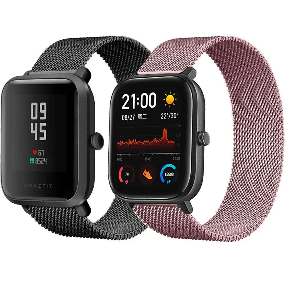 

Ремешок металлический для смарт-часов Xiaomi Huami Amazfit Bip S U Lite, браслет с магнитной петлей для Amazfit GTS 2 Mini/GTR 42 мм, 20 мм