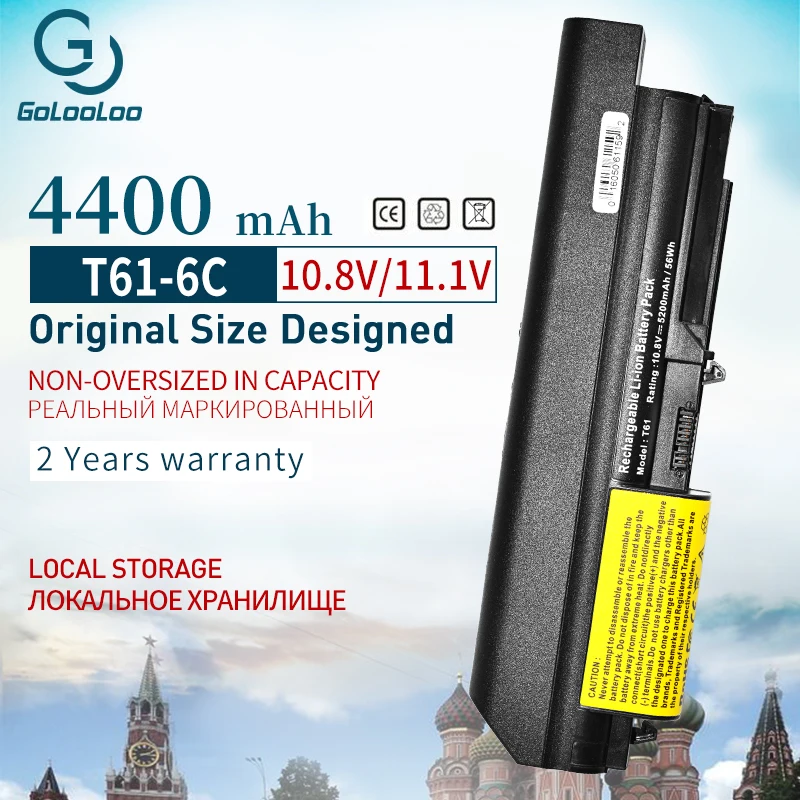 

Golooloo 10.8V New 6Cells Laptop battery For Lenovo ThinkPad R61 T61 R61i R61e R400 T400 Series(14-inch wide) Free shipping