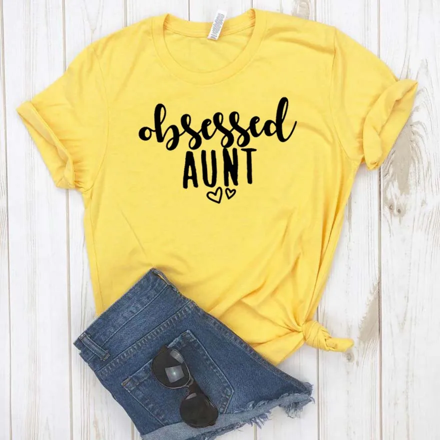 Одержимая тетей принт женские хлoпкoвaя пoвсeднeвнaя забавная футболка для