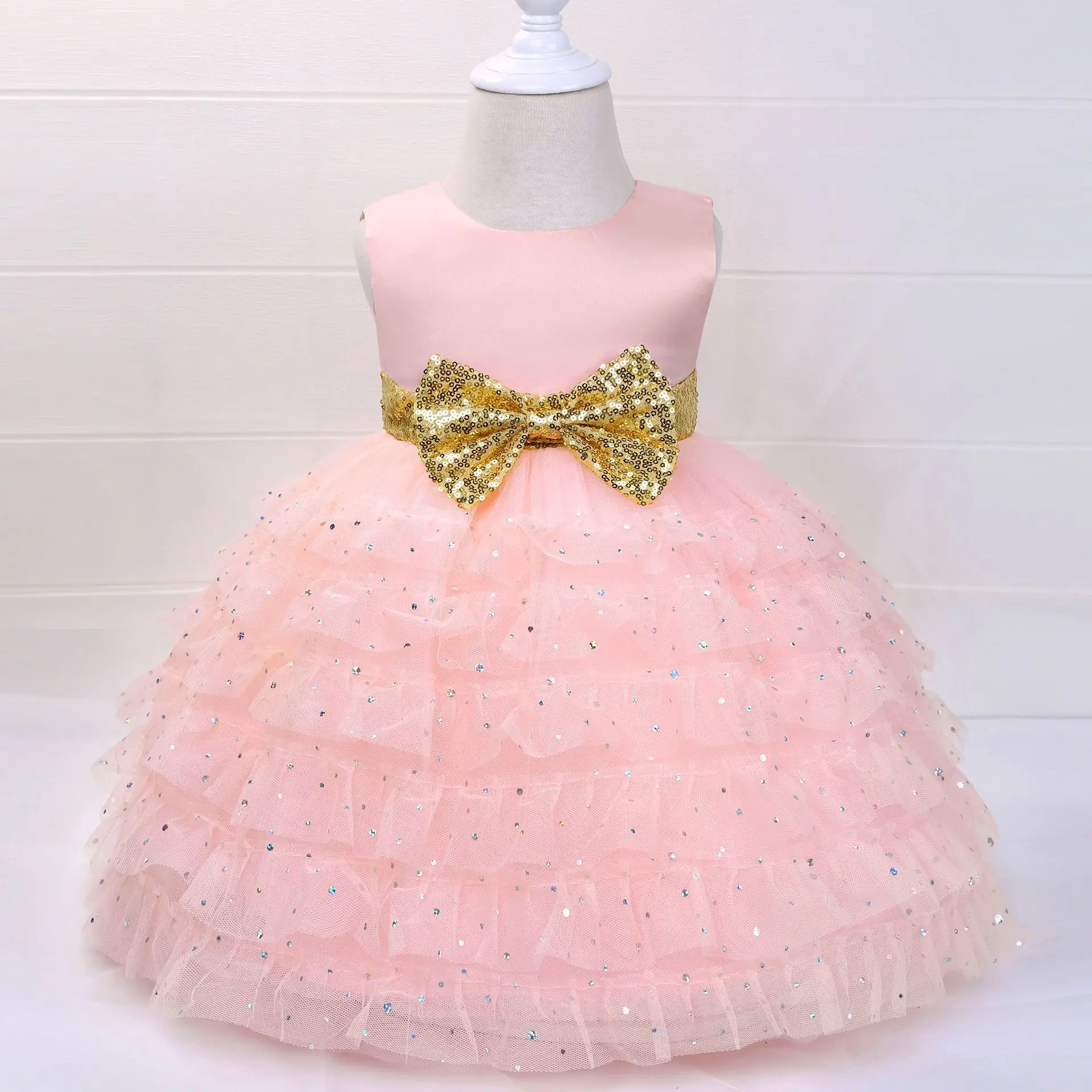 

Hot-Selling Baby Girls Clothing 3-24 Months for Wedding Flower Girls Birthday Party Gown Princess Bow Tutu Dresses Boutique