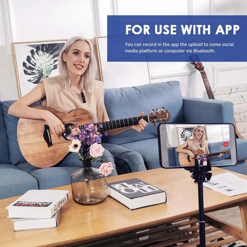 

Wireless Lavalier Microphone, Bluetooth Lapel Clip-on Mic,Vlogger Lecture - Noise Reduction/Auto Transcription/Auto Sync