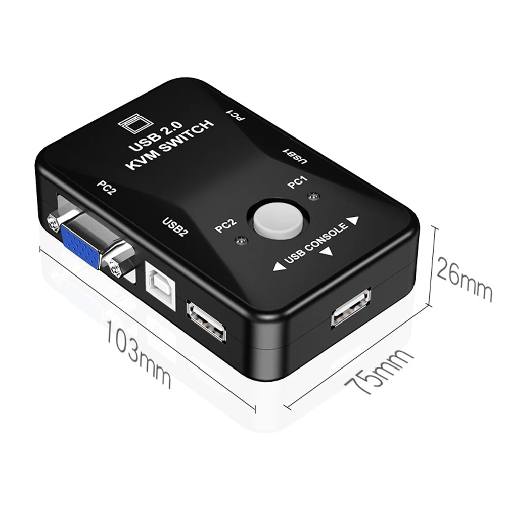 KVM-переключатель USB с 2 портами в 1 VGA-выход ручной переключатель для компьютера ПК