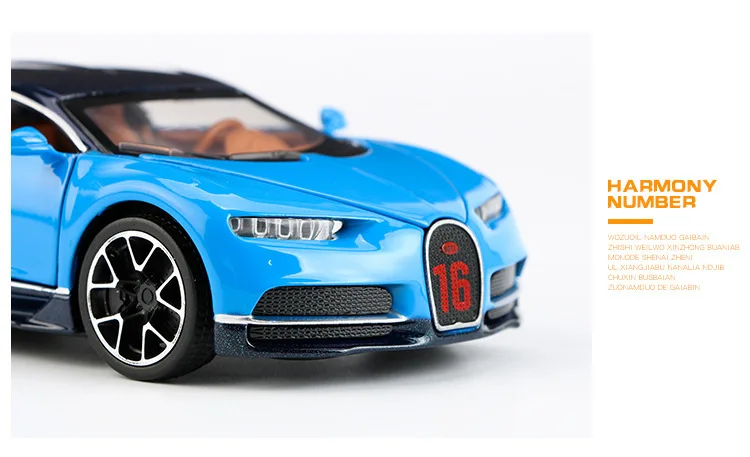 3225A 1:32 Масштаб Bugat Chiron модель спортивного автомобиля литой под давлением звуковой светильник оттягивающая дверная игрушка для детей Горячие транспортные средства подарок колесо