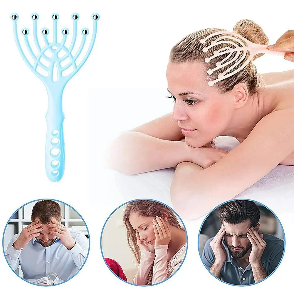 

Head Massager Scalp Neck Comb Roller Five Finger Claws Blood SPA Circulation Ball For Head Steel Hair Relax Hand Held Growt I5D4