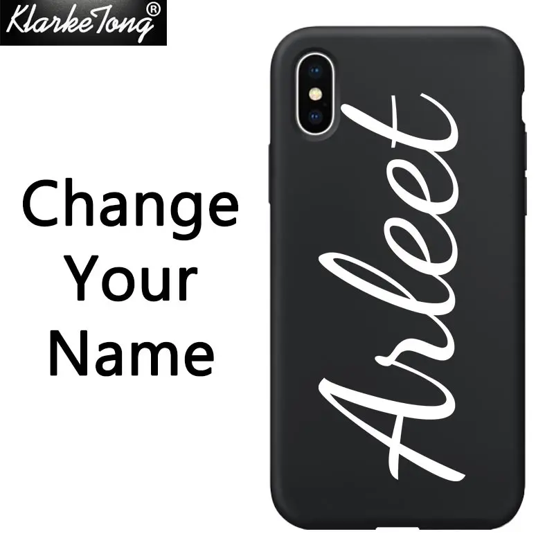 DIY4 Personalized Custom Name Text Soft Silicone Phone Case For iPhone XS MAX XR 6S 7 8 Plus 11 promax Matte Black TPU Cover - Цвет: DIY4