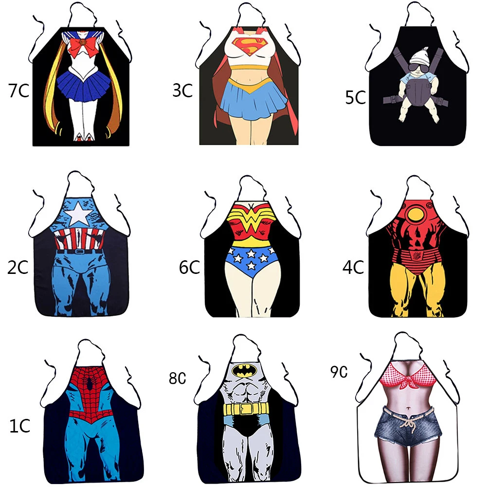 Забавный сексуальный фартук супергерой Водонепроницаемый Кухонный Фартук для
