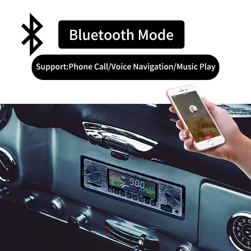 Hippcron Автомагнитола 1 DIN стерео FM Bluetooth MP3 аудио плеер сотовый телефон гарнитура