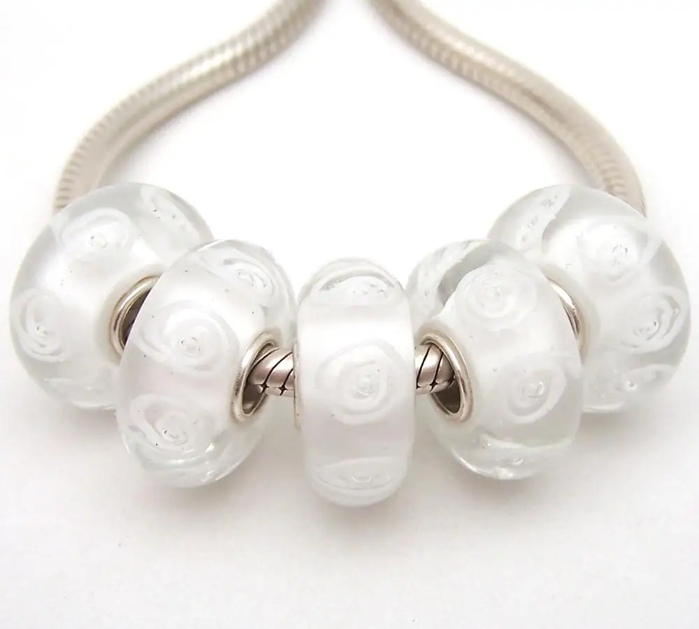 Бусины из серебра 100% пробы с муранским стеклом | Украшения и аксессуары