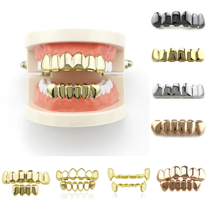 

Набор съемных золотых зубов в европейском и американском стиле, кепки для зубов в стиле панк с покрытием, глянцевые зубы, подарочное Ювелирн...