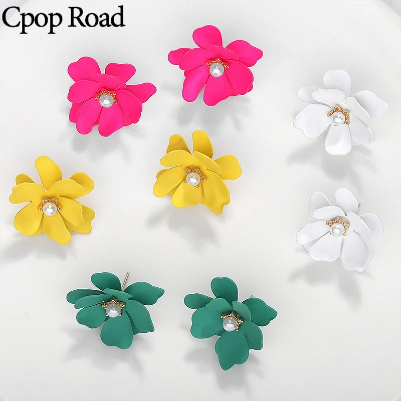 Женские серьги с цветком и металлическим распылителем Cpop изящные массивные