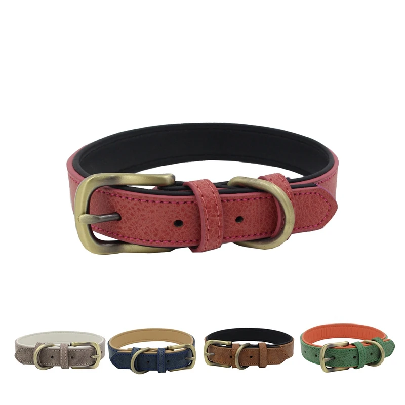 

Pet Retro Collar Leather Neck Strap With Double Leash Rings For Dogs Walking Accessories