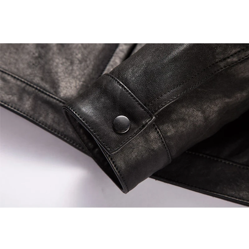 

Fashion youth style men's Genuine Sheep skin Leather jacket Slim fit lapel short coat winter autumn clothing