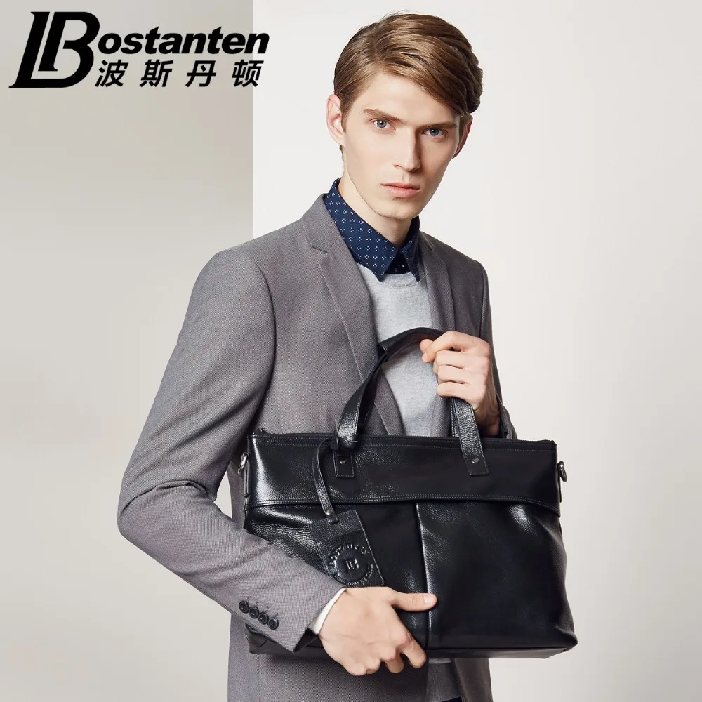 Мужская деловая сумка мессенджер botanten из натуральной воловьей кожи через плечо