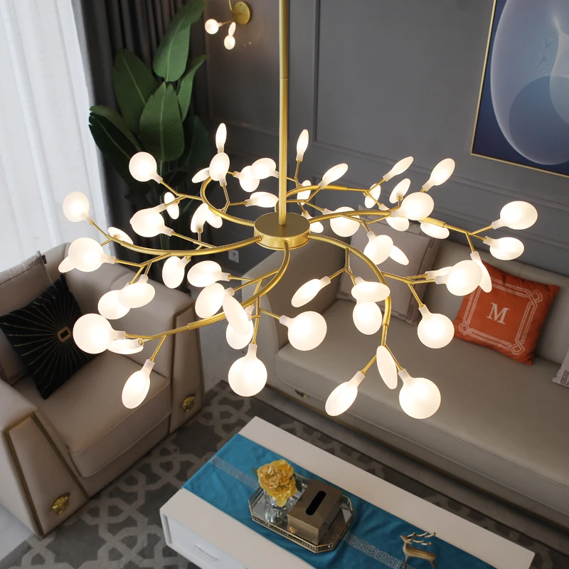 2021 modern firefly led chandelier light tree branch pendant lamp decorative hanging lamp for living room bedroom home free global shipping