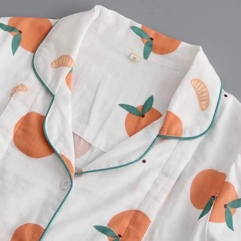 Пижама женская хлопковая с длинным рукавом оранжевого цвета | Женская одежда