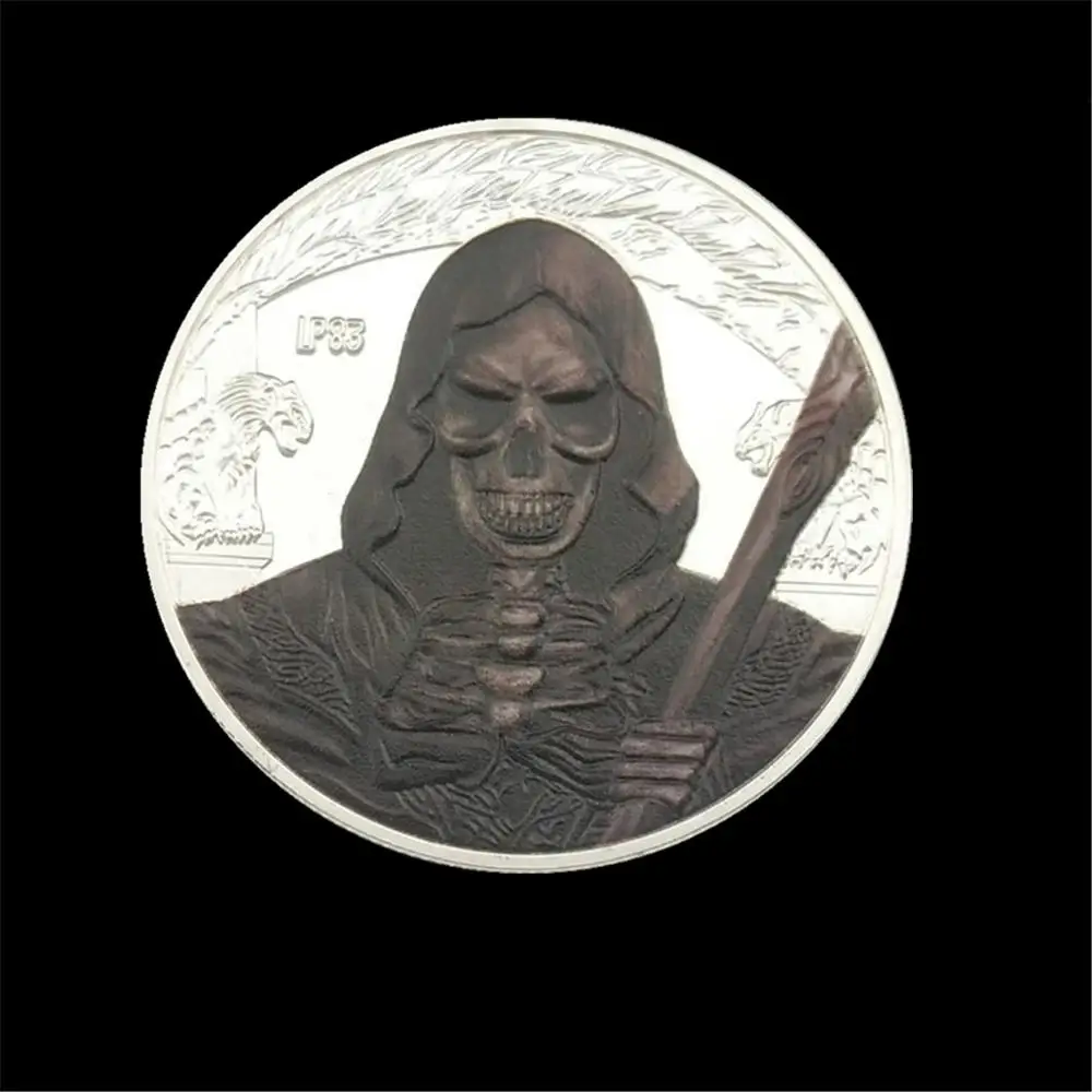 Посеребренная монета Grim Reaper с черепом Хэллоуин ужас монеты сувенир коллекция