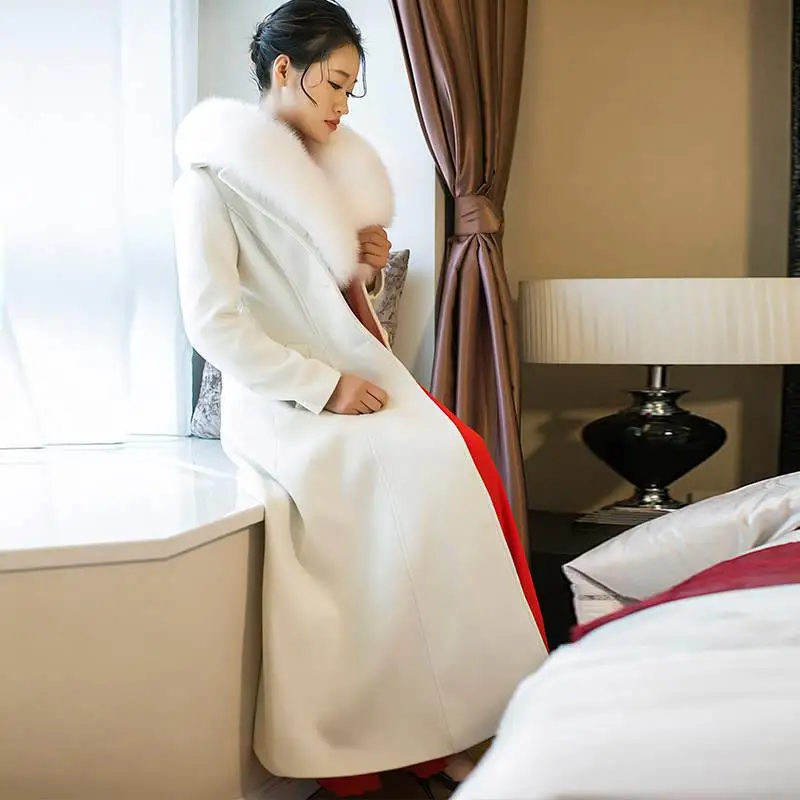 2019 корейская версия осенне-зимнего нового длинного шерстяного пальто женское из