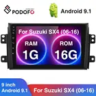 Автомагнитола Podofo, 2DIN, Android 9,1, 9 дюймов, HD-зеркало, универсальная GPS-навигация, аудио, Wi-Fi, мультимедийный плеер для Suzuki SX4 2006 - 2016 гг.