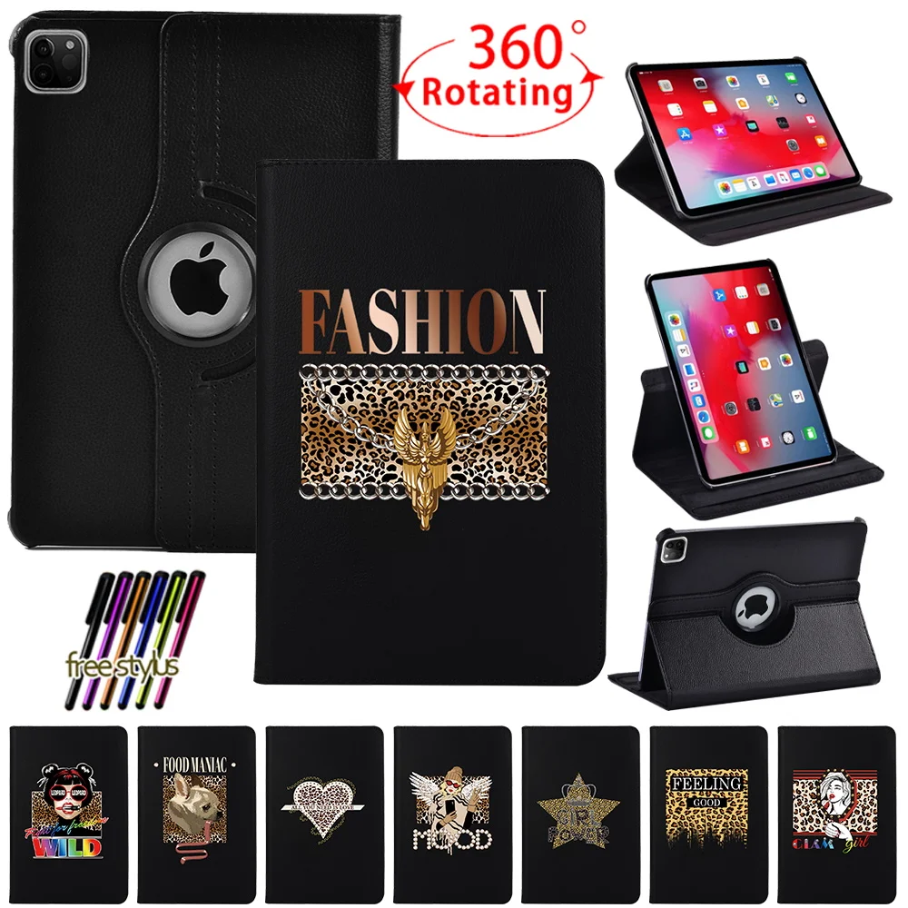 

Smart 360 Rotating Tablet Case for Apple iPad Pro 11 PU Leather ipad Air 4 Cases Auto Wake-up Leopard Series Cover+Stylus