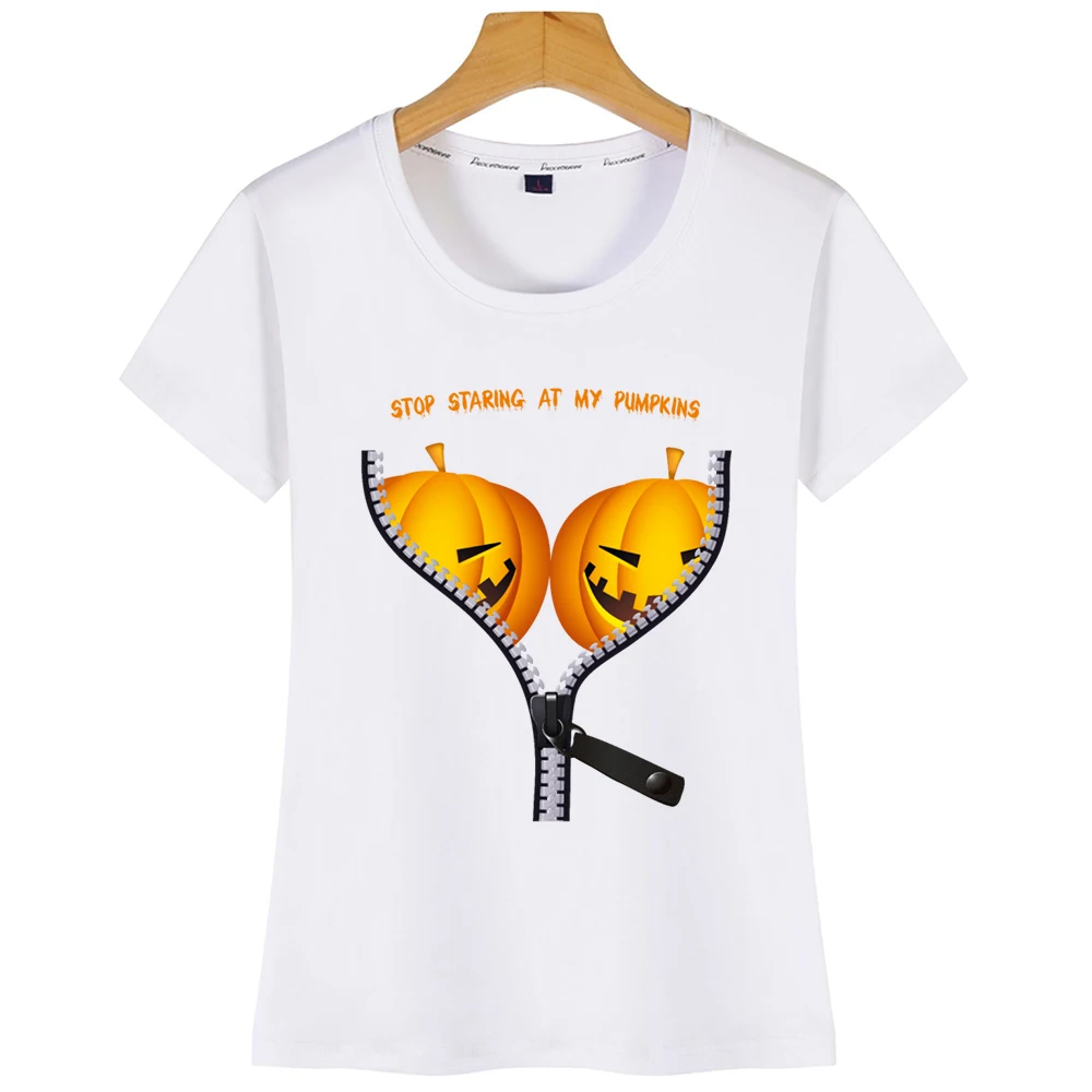 Топы футболки женские костюмы на Хэллоуин тыква забавные сексуальные Харадзюку