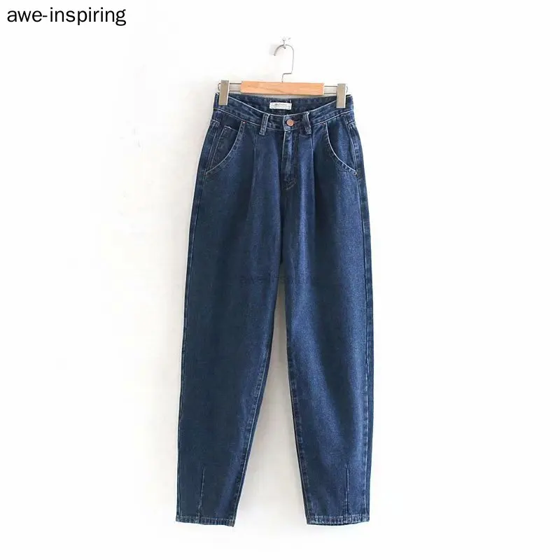 

Jeans Women 2021 Loose Casual Harem Pants Boyfriends Mom Jeans Streetwear Denim Pants Pleated Trousers Slouchy Demin Blue 614715