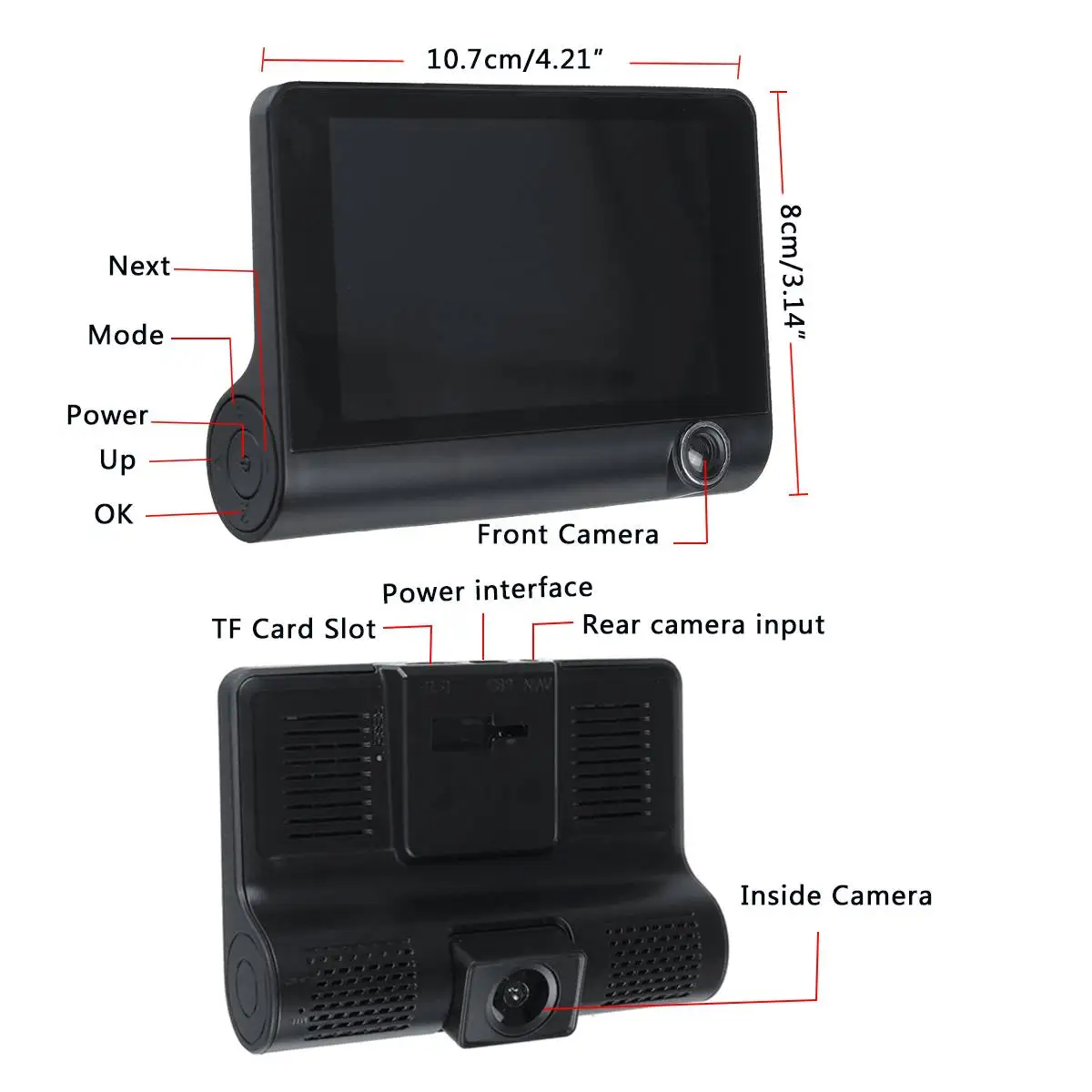 

LCD Screen 1080P Dual Wide Angle Lens Car DVR Dash Cam IR Night Vision Front Inside Camera HD Video Recorder with instructions