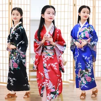traditional japanese 12 colors children kimono style peacock yukata dress for girl kid cosplay japan haori costume asian clothes