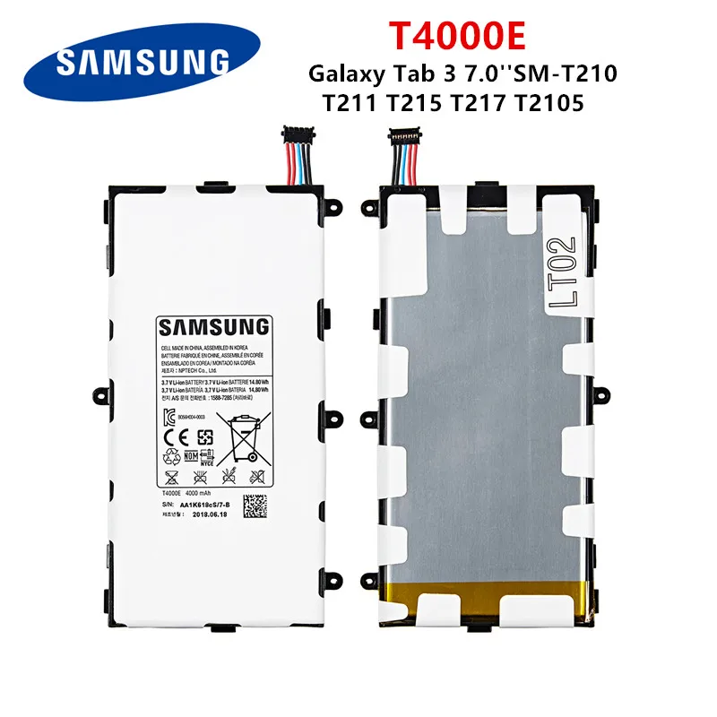 SAMSUNG-Tableta original T4000E, bater&iacute;a de 4000mAh para Samsung Galaxy Tab 3 de 7,0 pulgadas, T211, T210, T215, T217A, SM-T210R, T2105, P3210, P3200-0