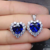 kjjeaxcmy fine jewelry 925 sterling silver inlaid natural sapphire female ring pendant set popular supports test