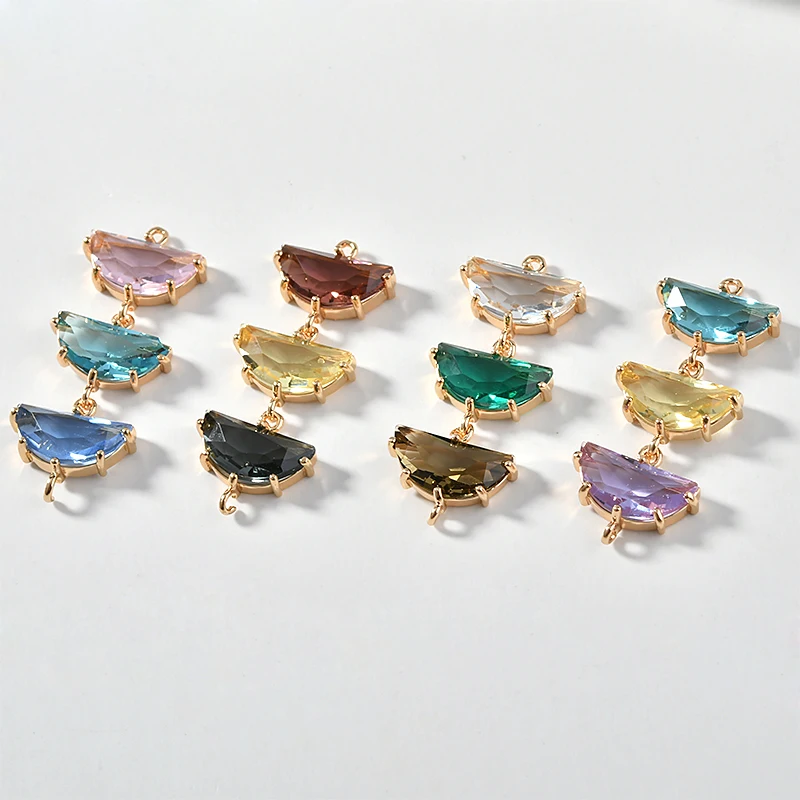 Медный позолоченный 18K золотой кристалл с бриллиантами двойные Висячие