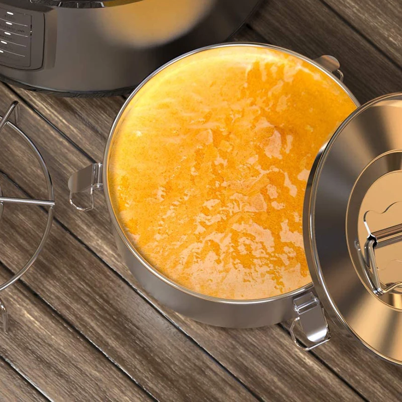 

Stainless Steel Flan Mold with Lid and Easy Lift Handle, Flan Pan Cake Pan 6, 8 Qt with Steamer Rack