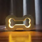 Креативная Маленькая ночная лампа из цельной древесины для моделирования костей собаки, декоративная лампа для гостиной, праздничный подарок, декоративные маленькие украшения