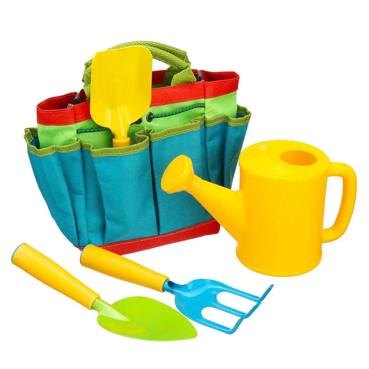 

5 Pcs Children Kids Garden Tools Set Watering Can Gardening Shovel Rake Spade Toys Simulation Toy With Bag Kids Gift Toys