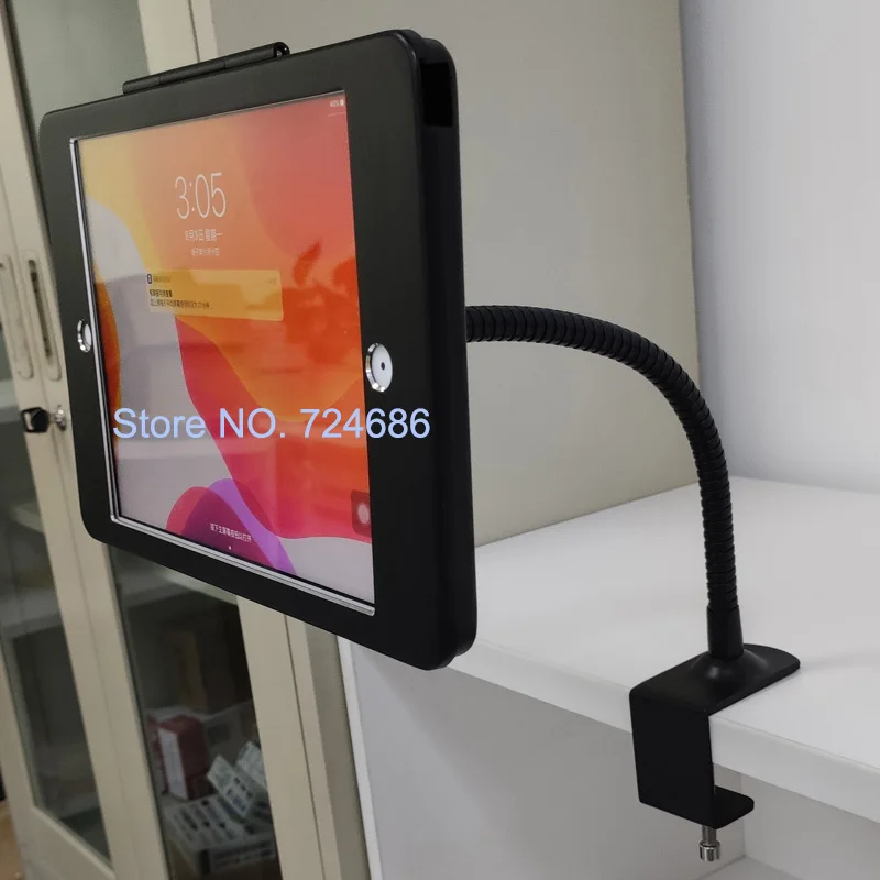 

for iPad table clamp holder stand security lock casing display desktop mount flexible gooseneck for 9.7/10.2/10.5/10.9/11 inch