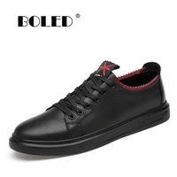genuine leather casual shoes lightweight elastic resistant men shoes lace up breathable soft flats shoes men