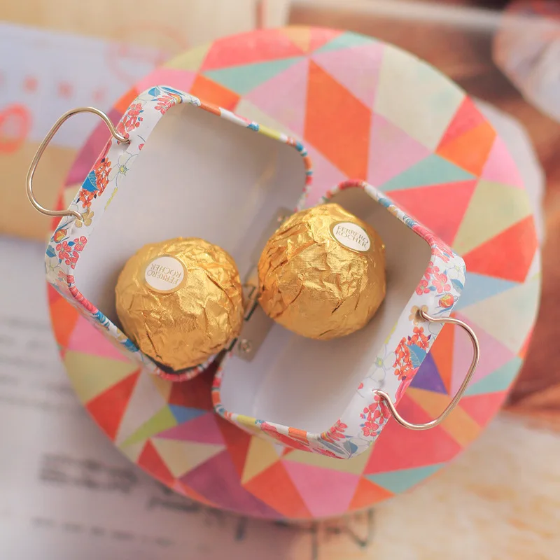 Подарочная коробка для конфет жестяная Коробка с цветами Подарочный мешок