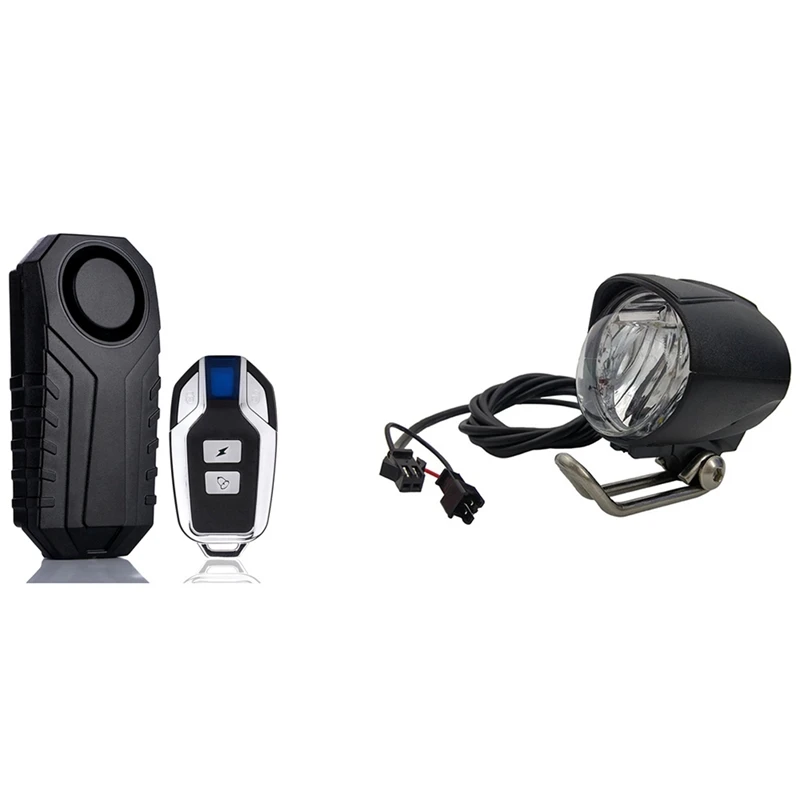 

Wireless Anti-Theft Vibration Alarm 113DB With Electric Bicycle E-Bike Headlight Front Light Head Light Lamp