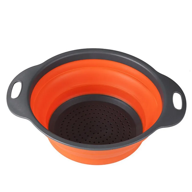 

Norbi Filtered Basket Fruit Vegetable Creative Retractable Silicone Drain Wash Basket Kitchen Storage Tools 2Pcs Round Folding