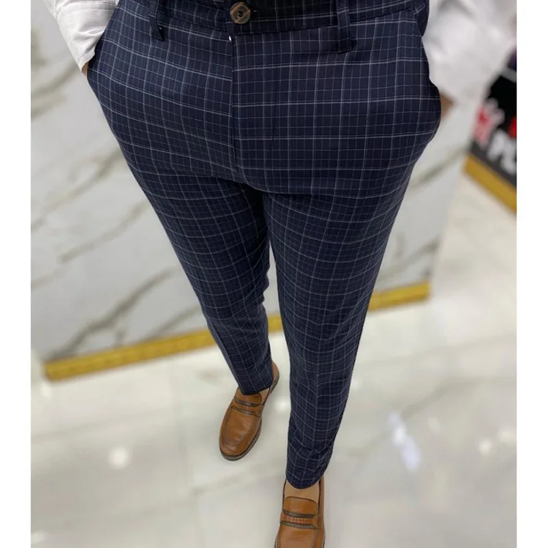 

Men's pants spring and autumn 2021 new Tian Zi plaid casual feet pants fashion business casual pencil pants
