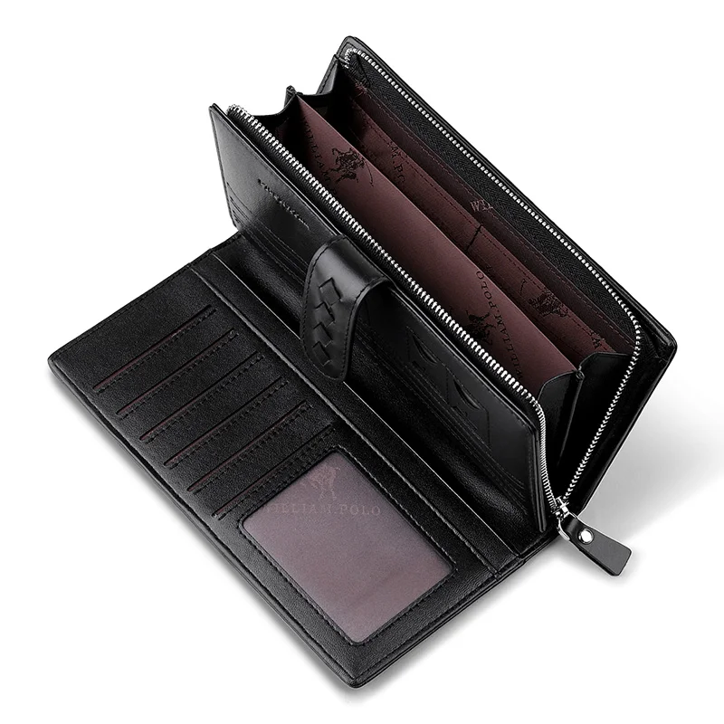 Мужской кошелек WILLIAMPOLO итальянский вязаный Изысканный клатч из натуральной кожи