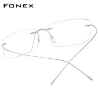fonex b titanium eyeglasses frame men 2020 women rimless prescription square glasses myopia optical korean eyewear f85634