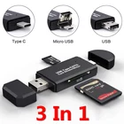 Кардридер 3 в 1 с разъемами Type-C, micro USB, USB, OTG, TFSD, для Android