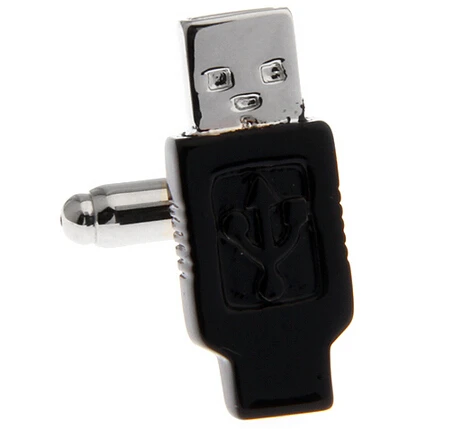 Мужские Запонки с USB запонки черного цвета из качественной латуни