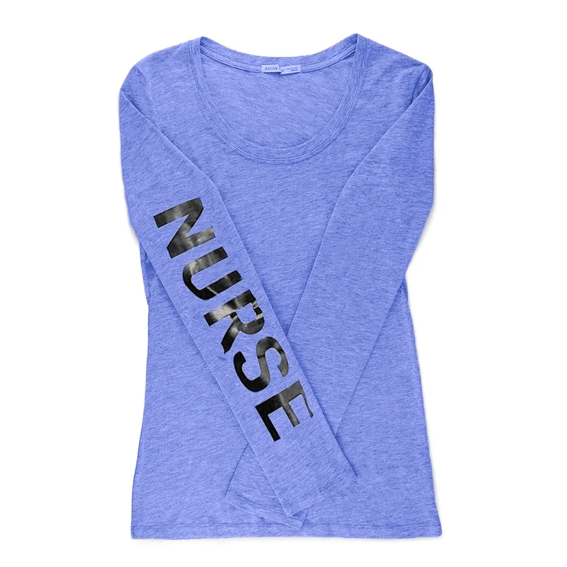 

Nurse T-Shirt Temperament printed O-neck long sleeve T-Shirt