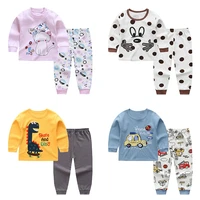 children thermal underwear kids baby boy girl fall clothes set cartoon stripe letter pajamas long johns suit toddler outfit 2021