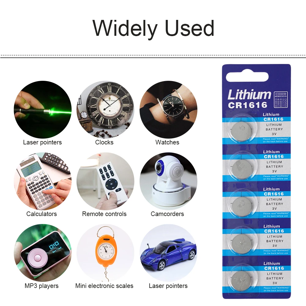 

CR1616 Battery ,5pcs Button Batteries DL1616 ECR1616 LM1616 Cell Coin Lithium Battery 3V CR 1616 For Watch Electronic Toy Remote