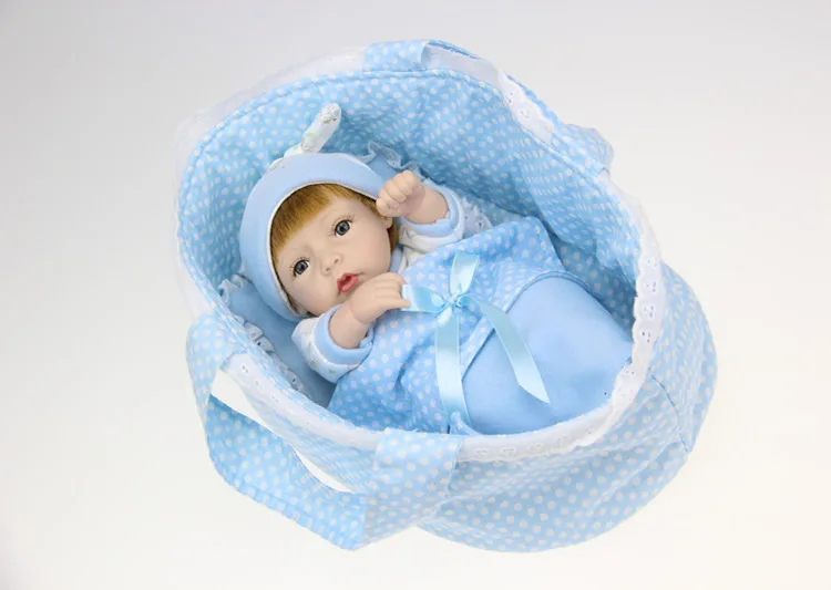 

Blue Hat White Clothing Reborn Dolls Exquisite Xmas Gift Enlightenment Early Education Children's House Playing Simulated Toy