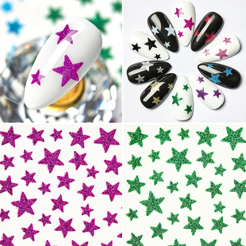 Четыре лилии 3D слайдер для ногтей Звездные наклейки блестящая декорация